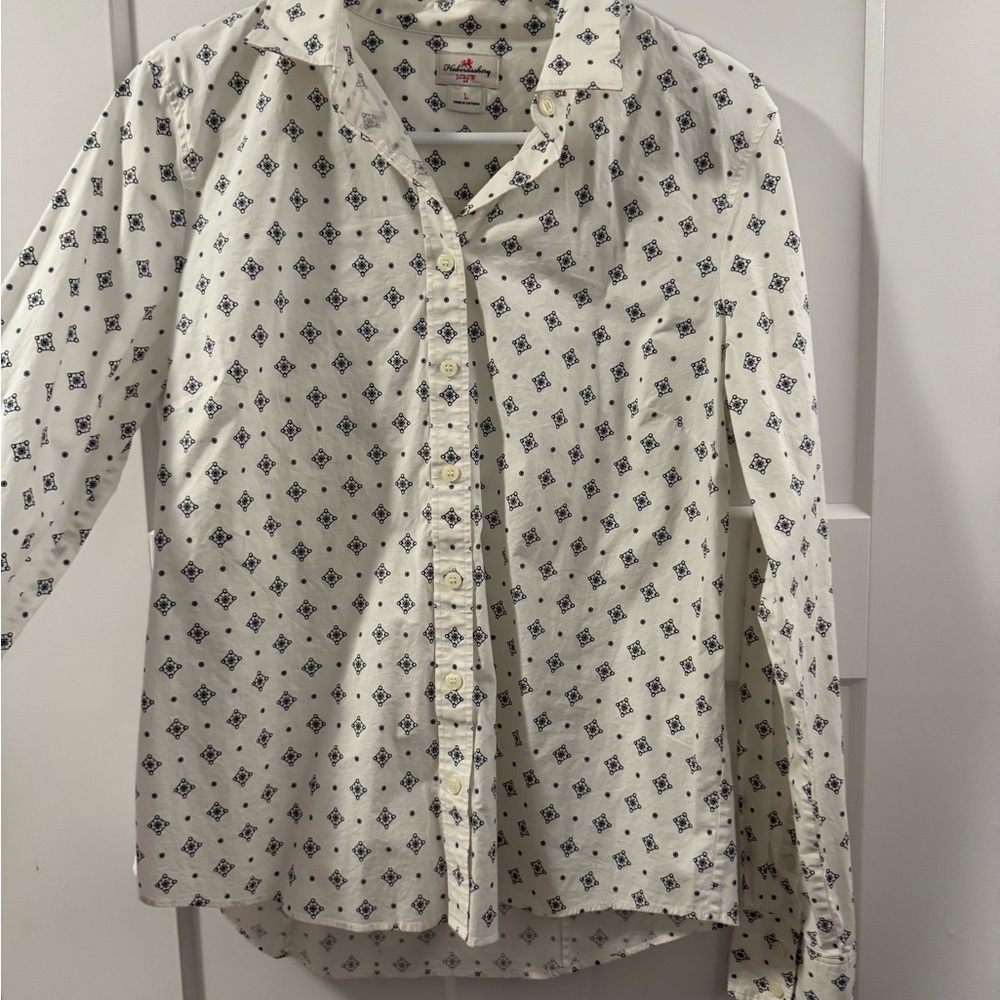 J. Crew White Button Down Shirt with Polka Dots